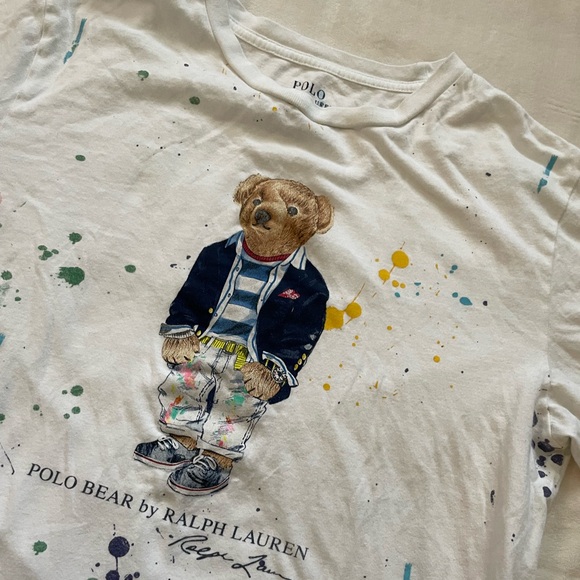 Polo Ralph Lauren Tops - Polo Bear Splatter Paint White Tee by Ralph Lauren